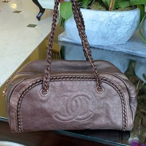 Metallic Chanel Bowling Bag with Box